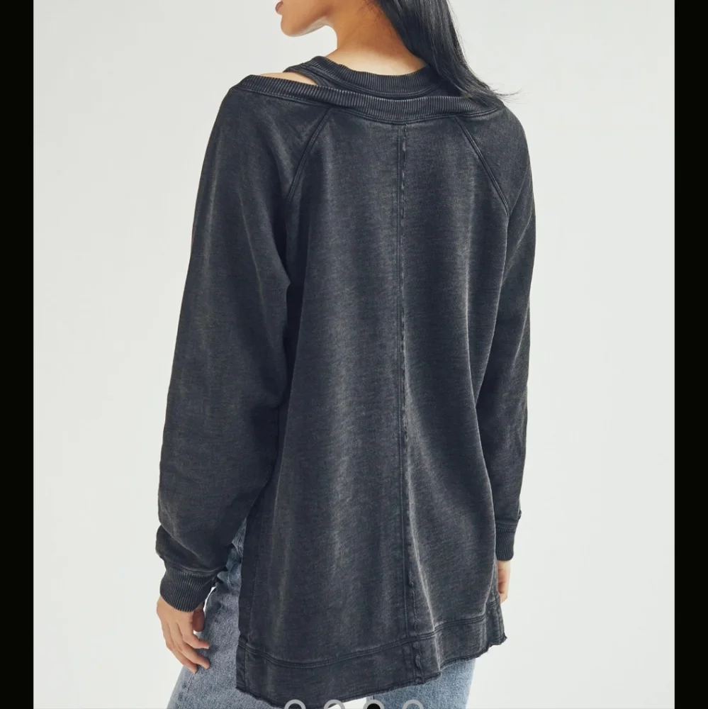 Anthropologie Pilcro Faded Black Crossover Cutout Sweater